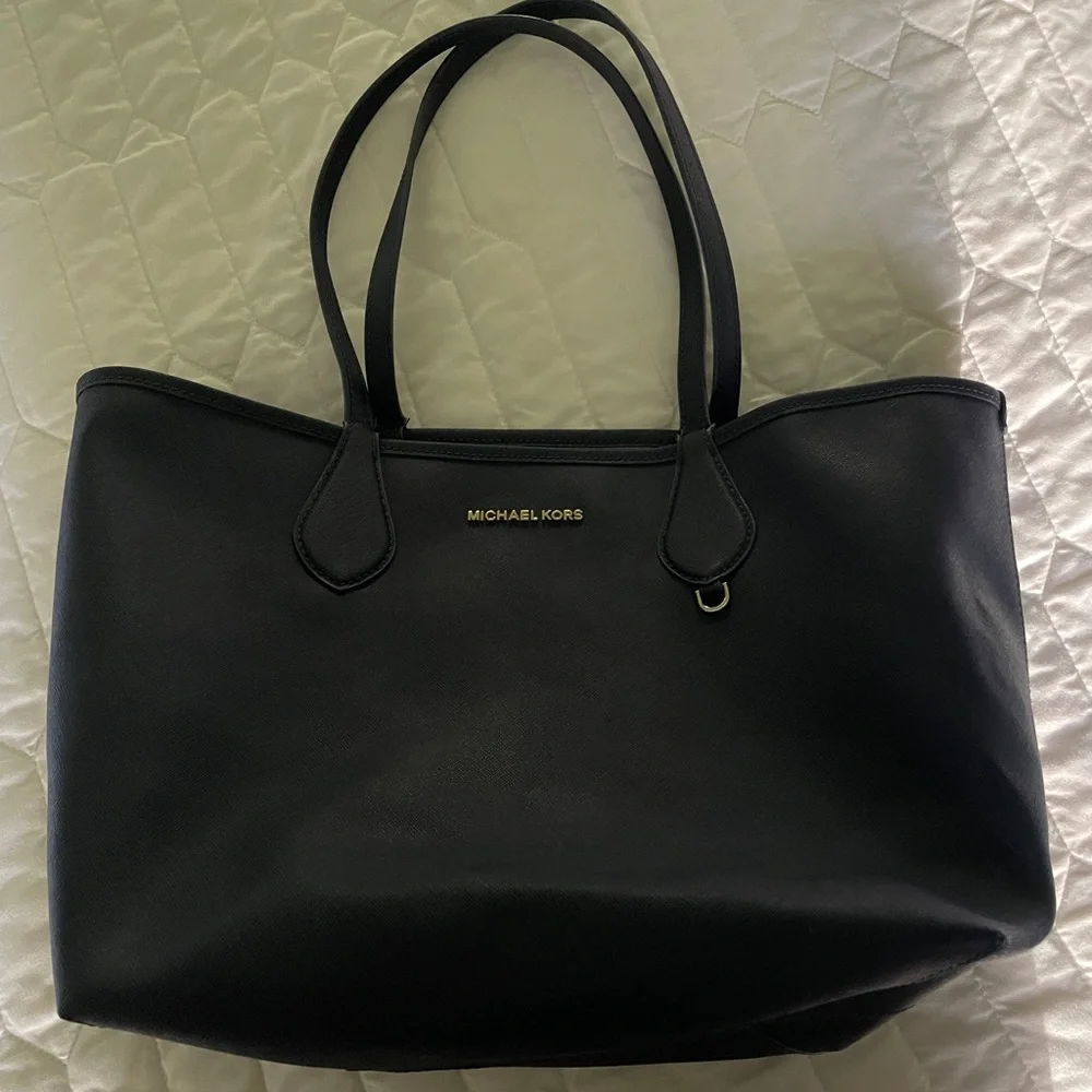 Michael Kors Leather Tote Bag Dark Blue - Picture 4 of 7